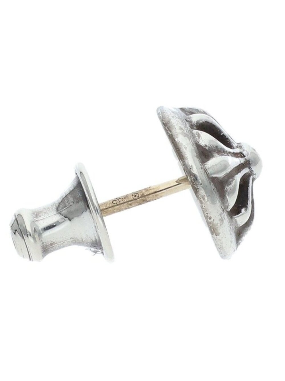 Chrome Hearts Stud Crsbll Cross Ball Silver Earrings - Picture 3 of 5